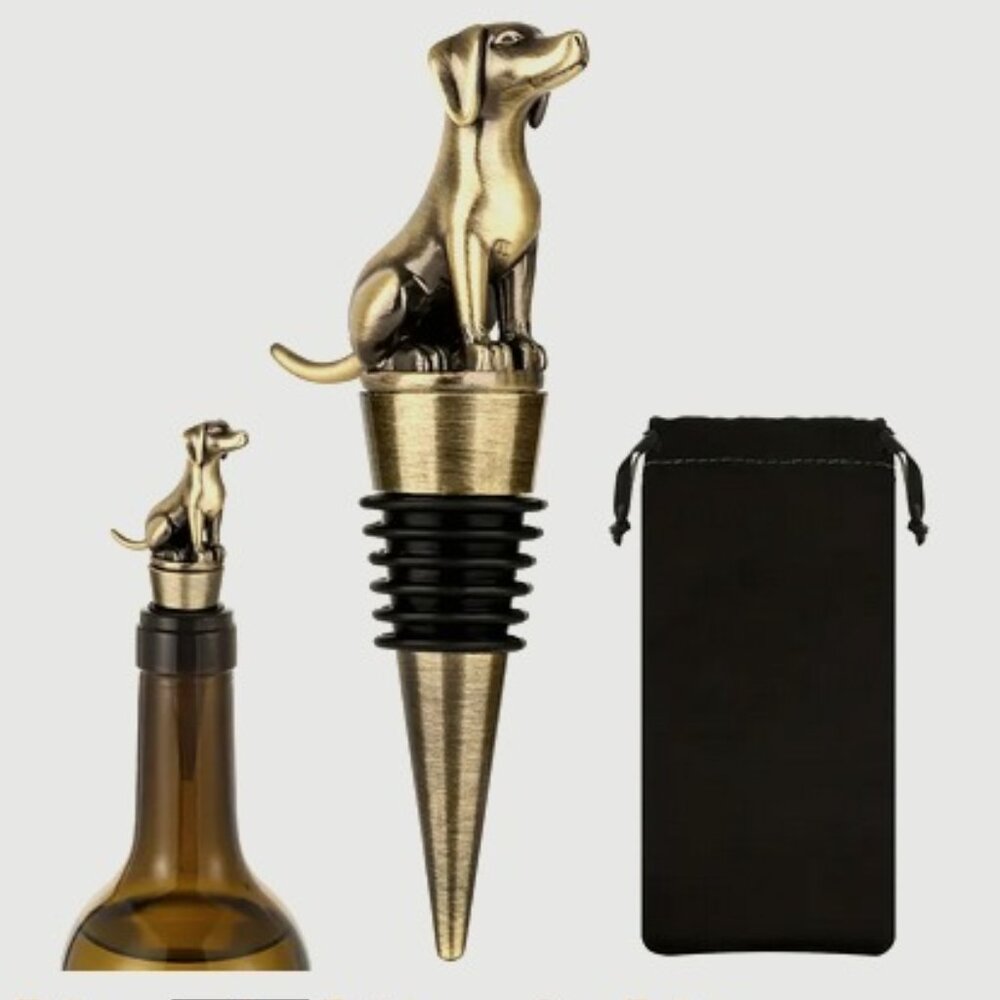 Labrador Retriever Bottle Stopper with Velvet Bag